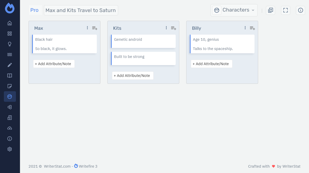 Writefire 3 Characters