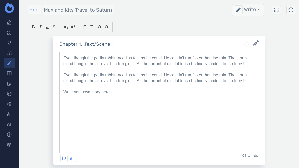 Writefire 3 Write Area
